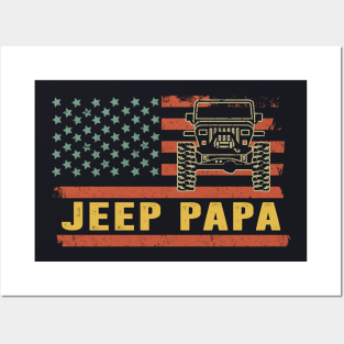 Jeep Papa American Flag Jeep Vintage Jeep Father's Day Gift Jeep papa Posters and Art